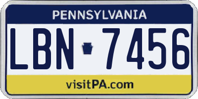 PA license plate LBN7456