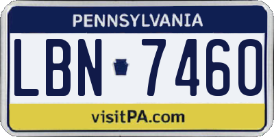 PA license plate LBN7460