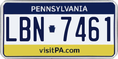 PA license plate LBN7461