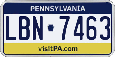 PA license plate LBN7463
