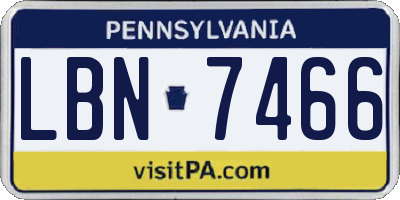 PA license plate LBN7466