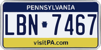 PA license plate LBN7467