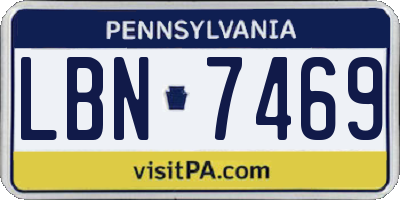 PA license plate LBN7469