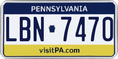 PA license plate LBN7470