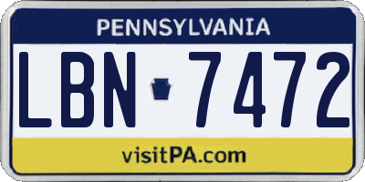 PA license plate LBN7472