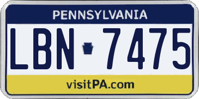 PA license plate LBN7475