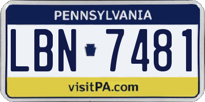 PA license plate LBN7481