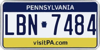 PA license plate LBN7484