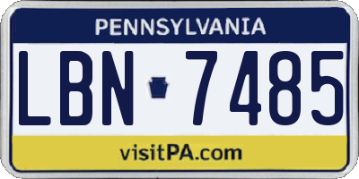 PA license plate LBN7485