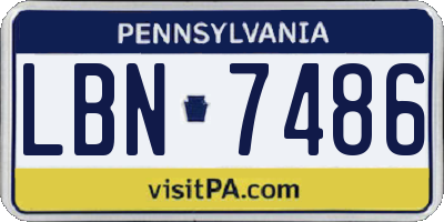 PA license plate LBN7486