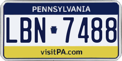 PA license plate LBN7488