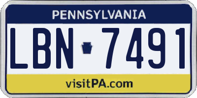 PA license plate LBN7491