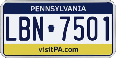 PA license plate LBN7501