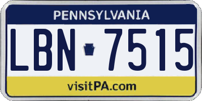 PA license plate LBN7515