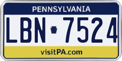 PA license plate LBN7524