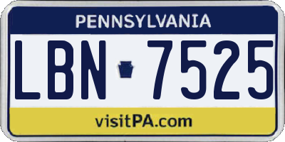PA license plate LBN7525