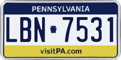 PA license plate LBN7531