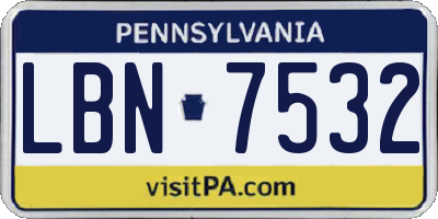 PA license plate LBN7532