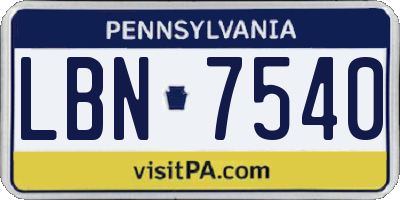 PA license plate LBN7540