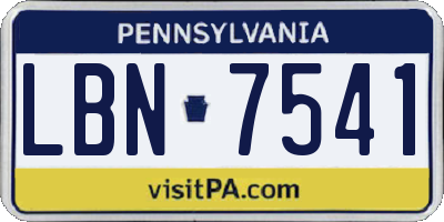 PA license plate LBN7541