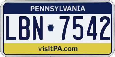 PA license plate LBN7542