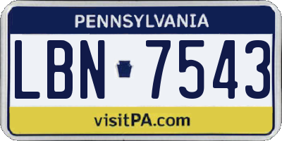 PA license plate LBN7543