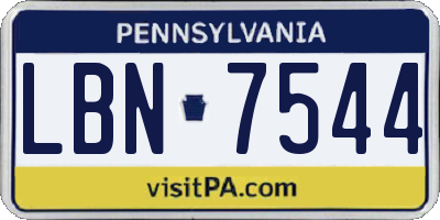 PA license plate LBN7544
