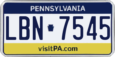 PA license plate LBN7545