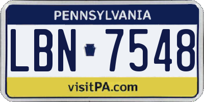 PA license plate LBN7548