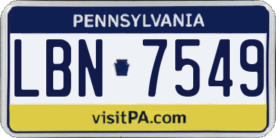 PA license plate LBN7549