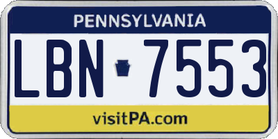 PA license plate LBN7553