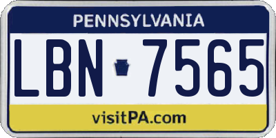 PA license plate LBN7565