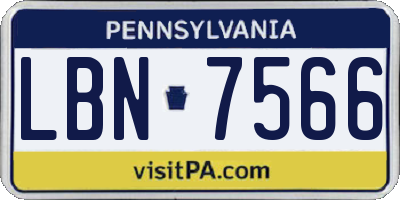 PA license plate LBN7566