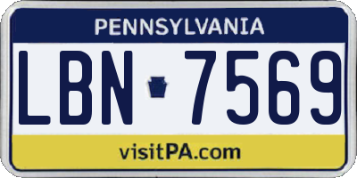 PA license plate LBN7569