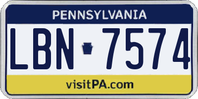 PA license plate LBN7574