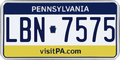 PA license plate LBN7575