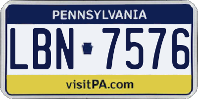 PA license plate LBN7576