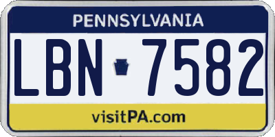PA license plate LBN7582