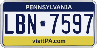 PA license plate LBN7597