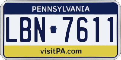 PA license plate LBN7611