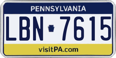 PA license plate LBN7615