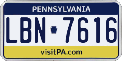 PA license plate LBN7616