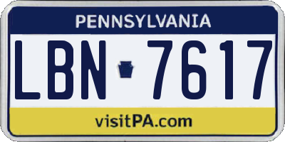 PA license plate LBN7617
