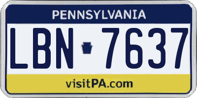PA license plate LBN7637
