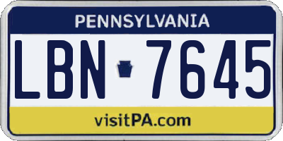 PA license plate LBN7645
