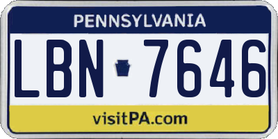 PA license plate LBN7646