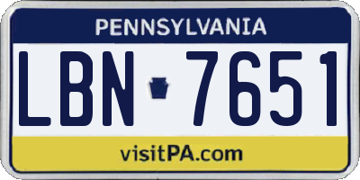 PA license plate LBN7651