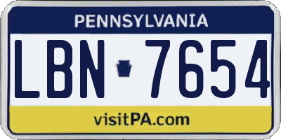 PA license plate LBN7654