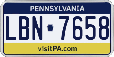 PA license plate LBN7658