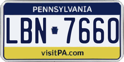PA license plate LBN7660